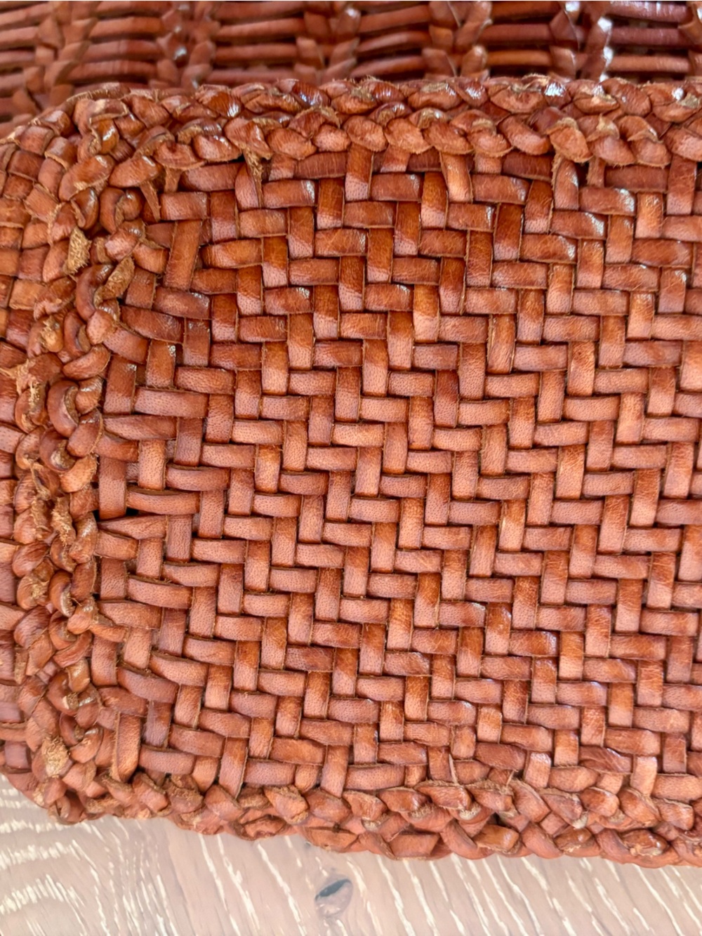 Dragon Diffusion Window Shopper Woven Leather Tote Bag in Tan - Picture 7 of 8